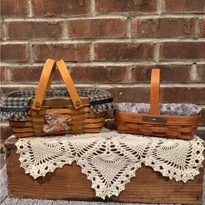 2 vintage 1994 & 2001 Longaberger basket combos with family member signatures